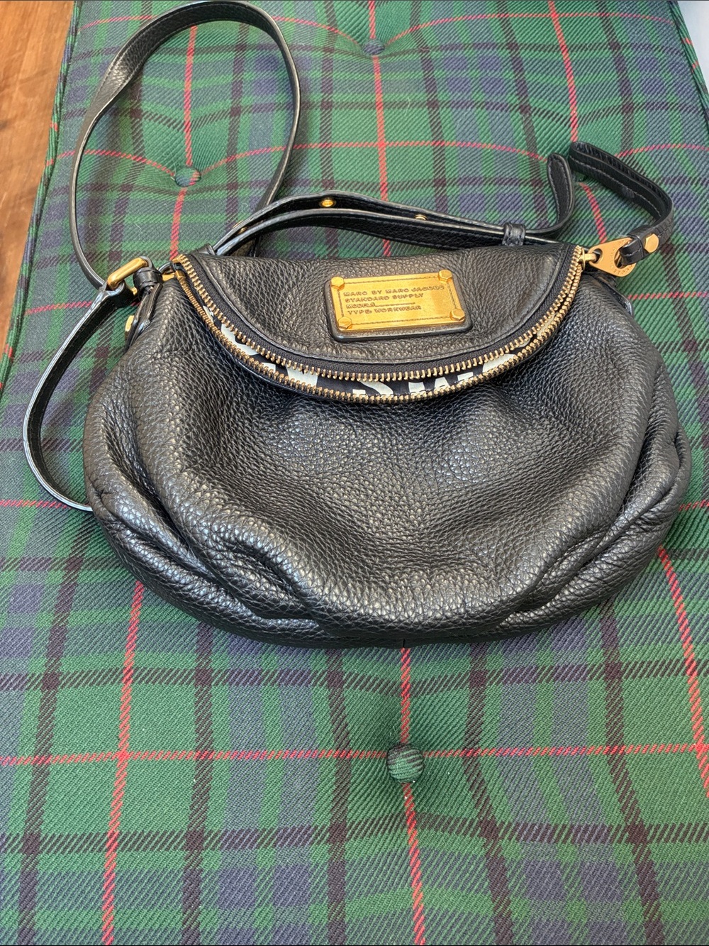 Marc by Marc Jacobs Black Pebbled Leather Crossbody with Gold Hardware
